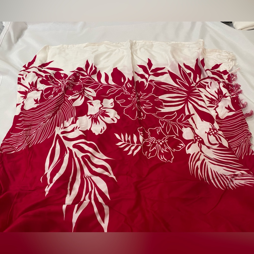 Red and White Floral Sarong